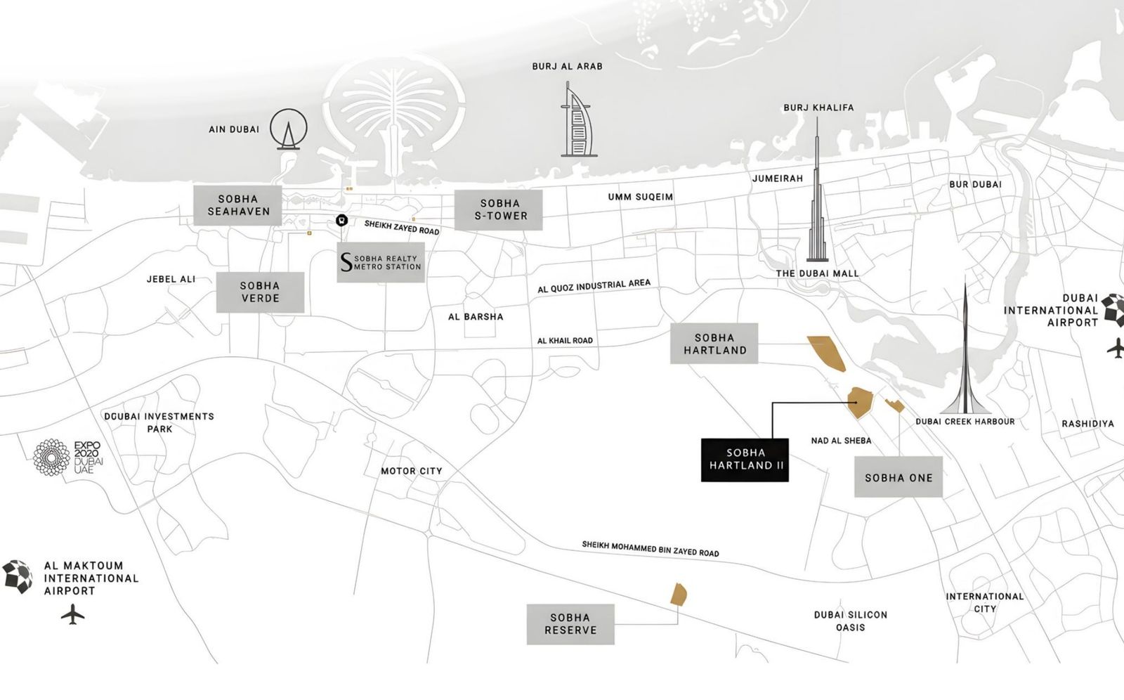 Location map: 330 Riverside Crescent, Sobha Hartland II