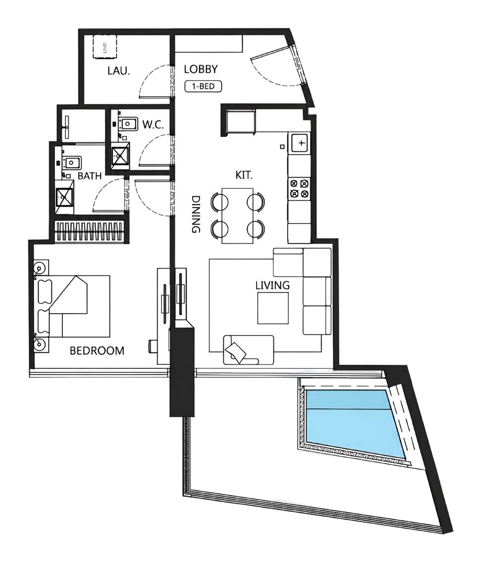 Floor plan: Binghatti Grove, 1 Bedroom