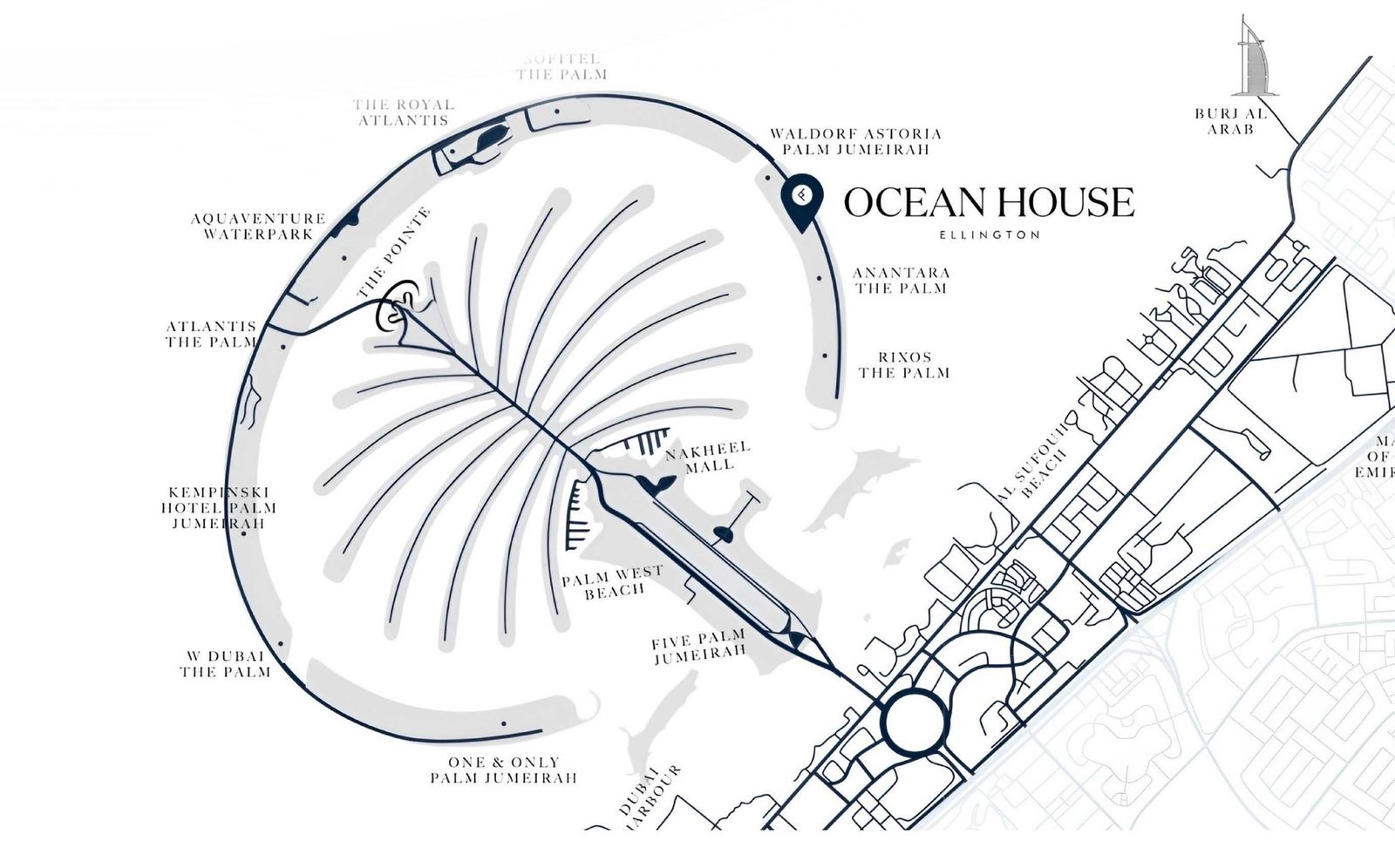 Location map: Ocean House, Palm Jumeirah
